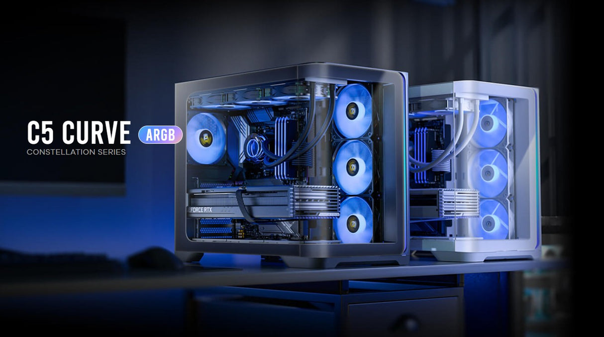 Antec C5 Curve ARGB ATX mATX, Dual Chamber, 4x Perfromance PWM ARGB fans, 4mm TG, USB Type-C 3.2 Gen 2 x 1, Mid Tower White Case
