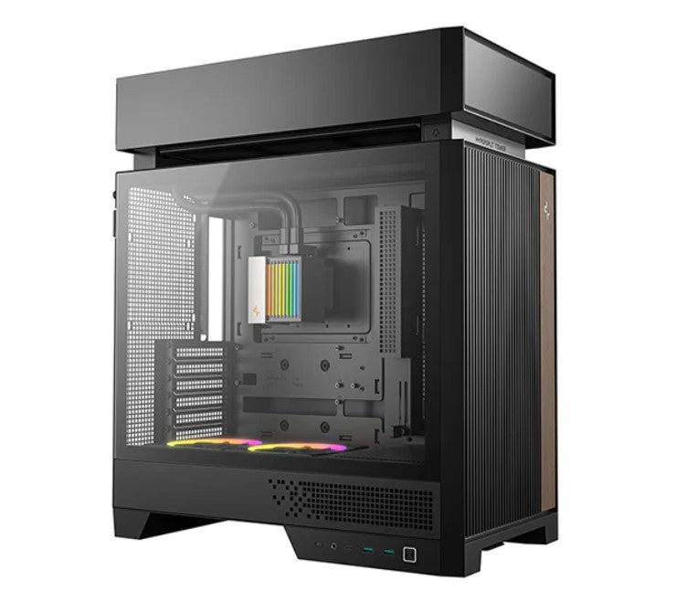 DeepCool CL6600 Innovative Compartmentalised Compact ATX Case, Pre-installed 360mm Liquid Cooler, Dual ARGB Fans