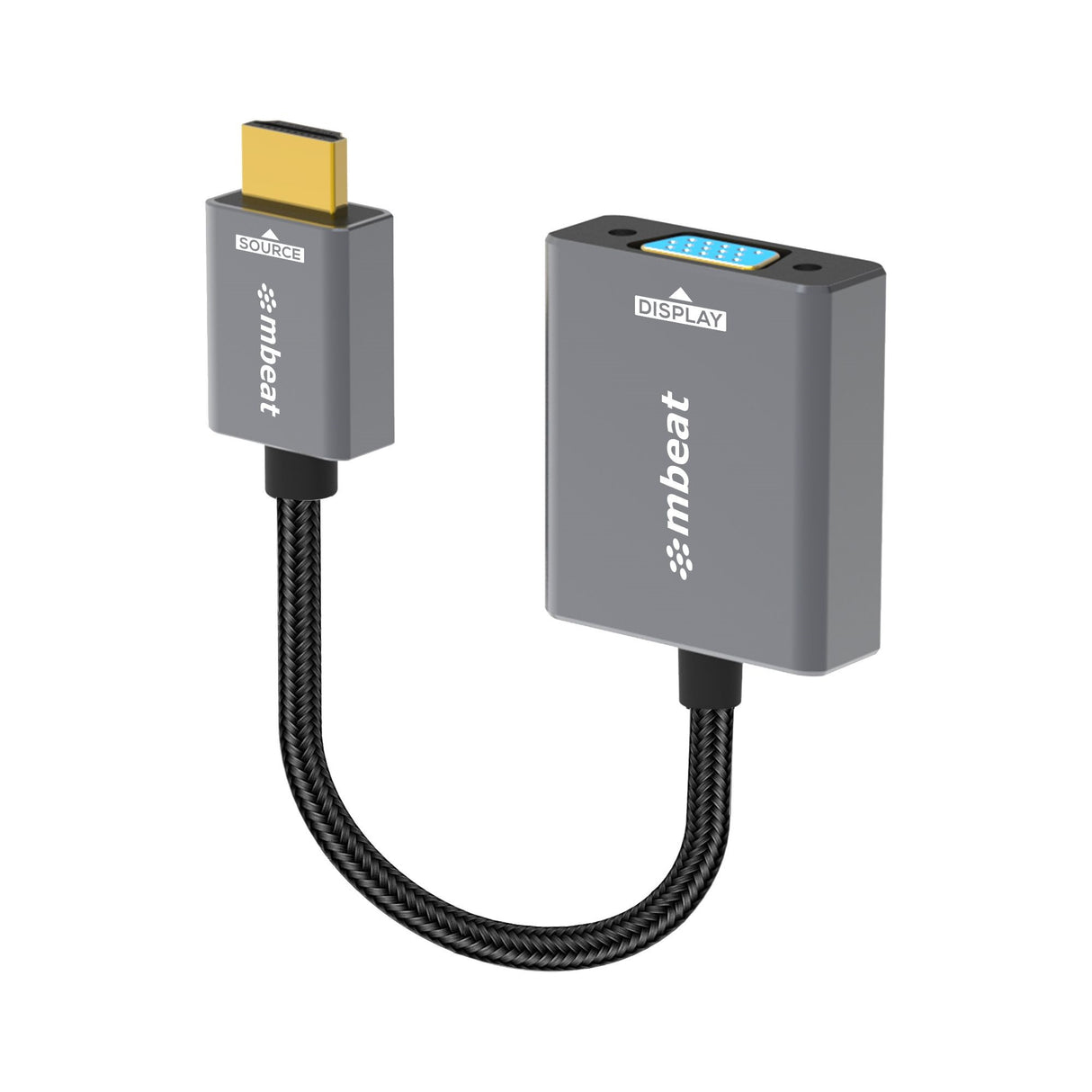 mbeat® Tough Link HDMI to VGA Adapter HDMI Support Version: 2.1 Cable Length: 15cm Up to 1080p@60Hz (1920×1080).Package Weight: 61.7g