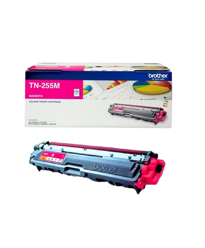 Brother TN-255M - MAGENTA HIGH YIELD TONER CARTRIDGE TO SUIT HL-3150CDN/3170CDW/MFC-9140CDN/9330CDW/9335CDW/9340CDW /DCP-9015CDW (2,200 Pages)