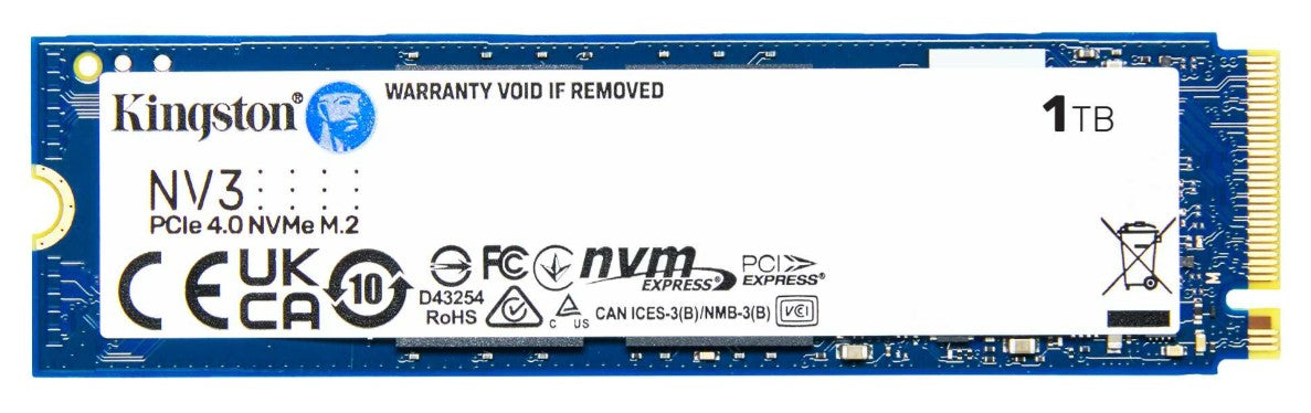 Kingston SNV3S NV3 1TB PCle 4.0x4 NVMe M.2 2280 Gen4 SSD 6000/4000MB/s 3D HAND compaitible Notebook and SFF 5Y Limited