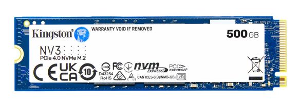 Kingston SNV3S NV3 500G PCle 4.0x4 NVMe M.2 2280 SSD 5000/3000MB/s 3D HAND compaitible Notebook and SFF 5Y Limited