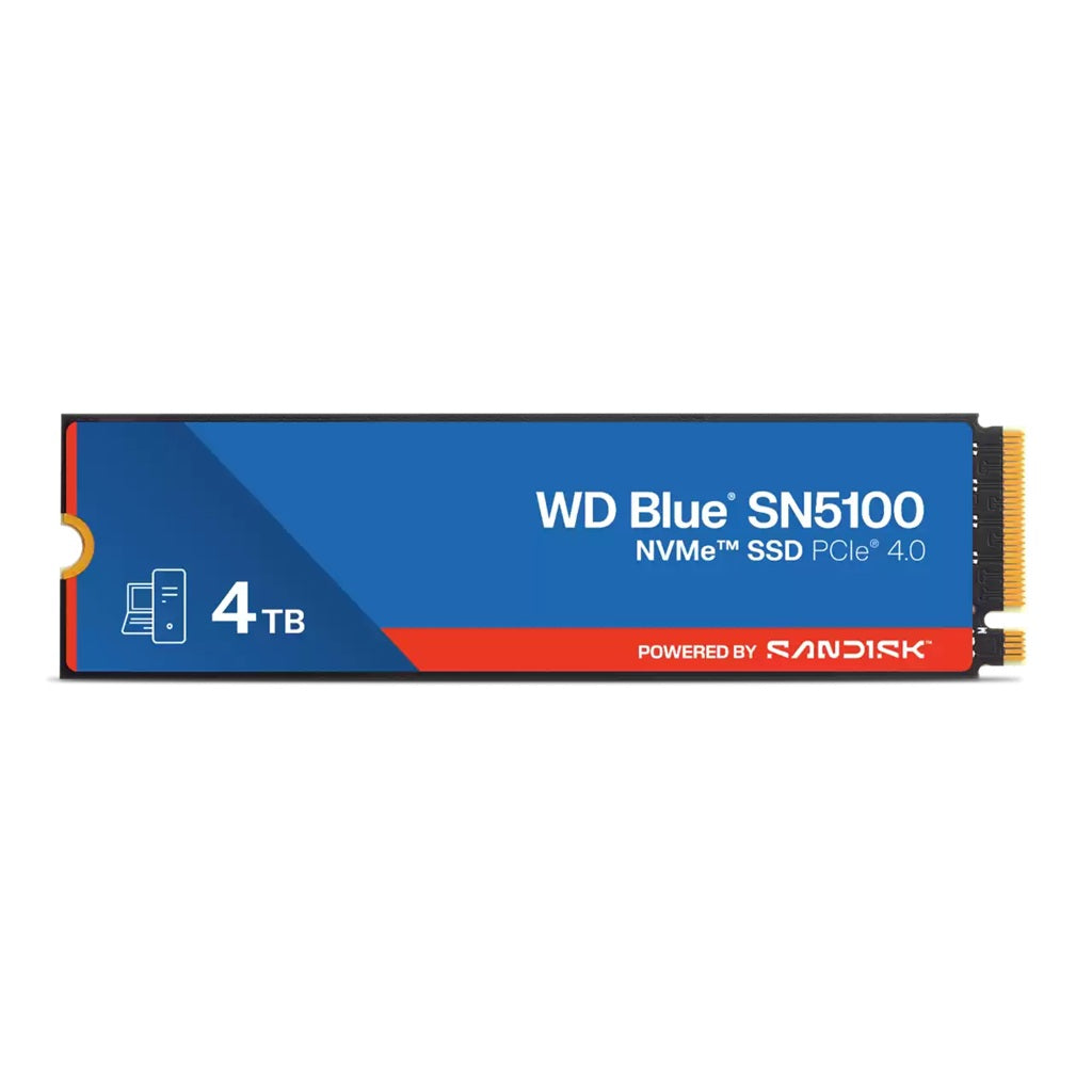 Sandisk WD Blue SN5100 NVMe™ SSD - 4TB, M.2 2280, PCIe Gen4, Read 6900MB/s, Write 6700MB/s, 900K/1100K IOPS, TBW 1200, 5yr Warranty