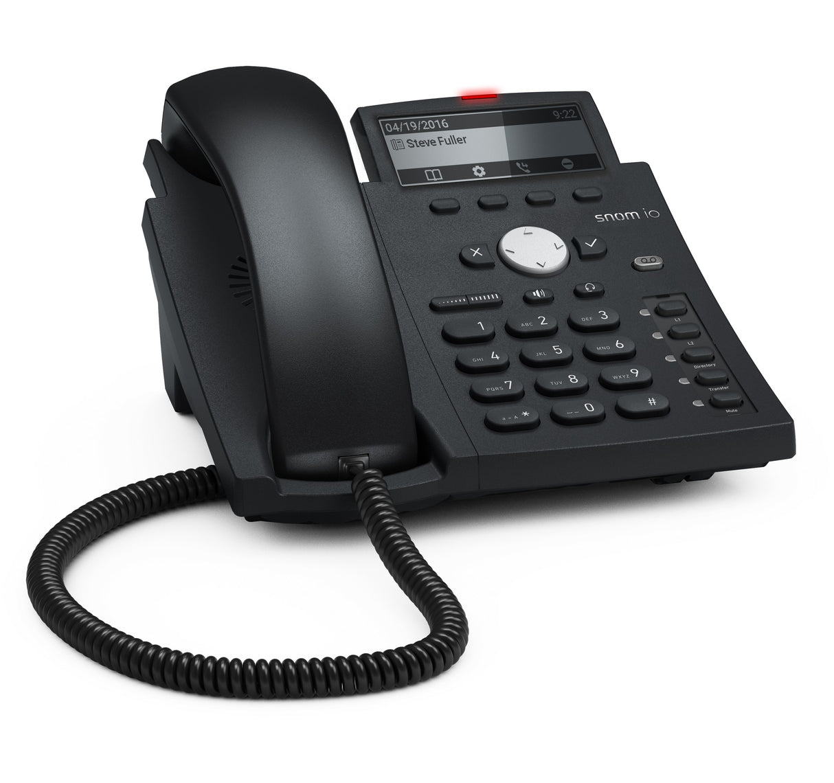 SNOM D315 Desk phone 3.2 inch high resolution b/w display, 5 programmable function keys with LEDs, USB port, Headset connectable