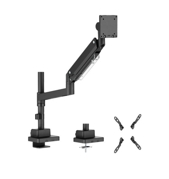Brateck LDT80-C012P Super Heavy-Duty Pole-Mounted Gas Spring Monitor Arm, Matte Black, Fit Screen Size: 24'-57' Up to 27 KG (LS)
