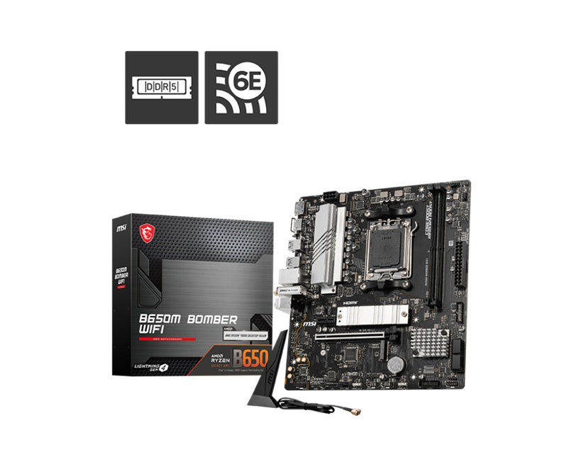 MSI PRO B760M BOMBER WIFI mATX Motherboard, 4x DDR5~128GB, 2x PCI-E x 16, 1x PCI-E x 1, 2x M.2, 4x SATA, 4x USB 3.2 , 2x USB 2.09