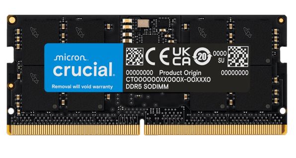 Crucial 16GB DDR5 SODIMM laptop memory module