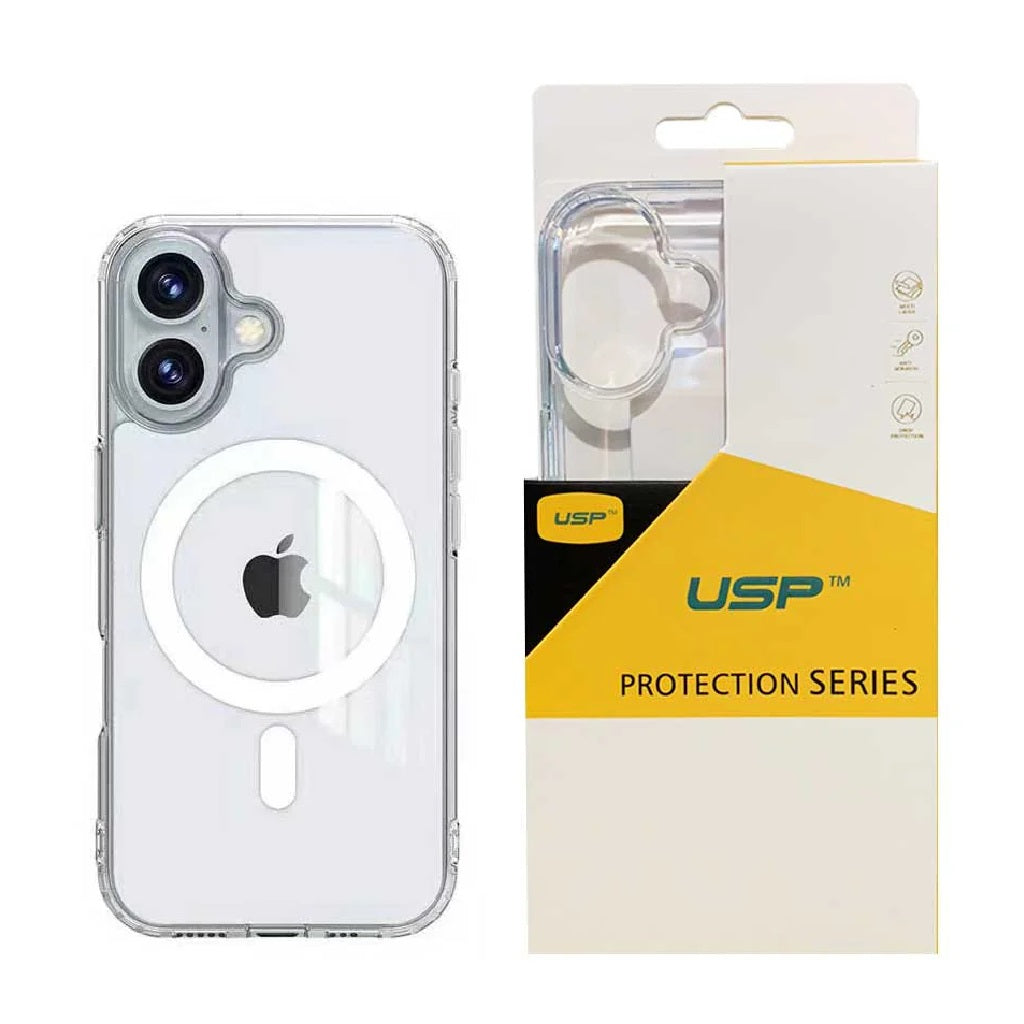 USP Apple iPhone 16 (6.1') Clear Rock Shockproof Case with MagSafe - Ultra-Thin, Lightweight, Non-Slip, Strong, 10 Years Warranty