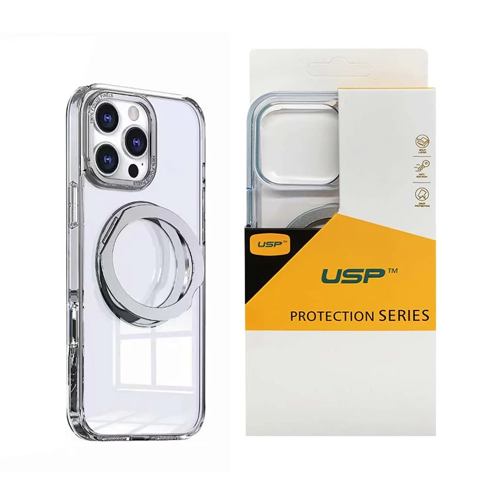 USP Apple iPhone 17 Pro Max (6.9') Clear Case with MagSafe - Crystal Clear, 360° Rotatable Ring-Stand, Scratch Resistant, Lightweight, 3 Year Warranty