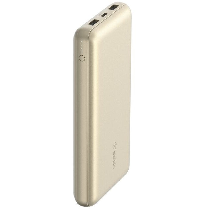 Belkin BoostCharge CCC-Certified 20k mAh Power Bank (Triple-Port) + USB-C to USB-A Cable - Gold (BPB012btGD), 2x USB-A, 1x USB-C, 2 Years Warranty
