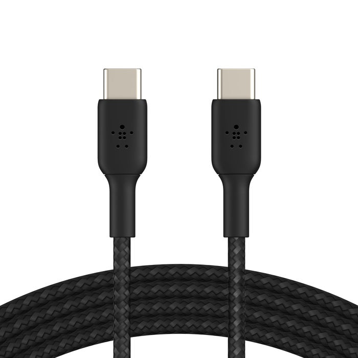 Belkin BoostCharge Braided USB-C to USB-C Cable (0.15M) - White (CAB004bt0MWH), 3A/60W, 480Mbps, 30K+ Bends, Apple, USB-IF Certified, 2 Years Warranty