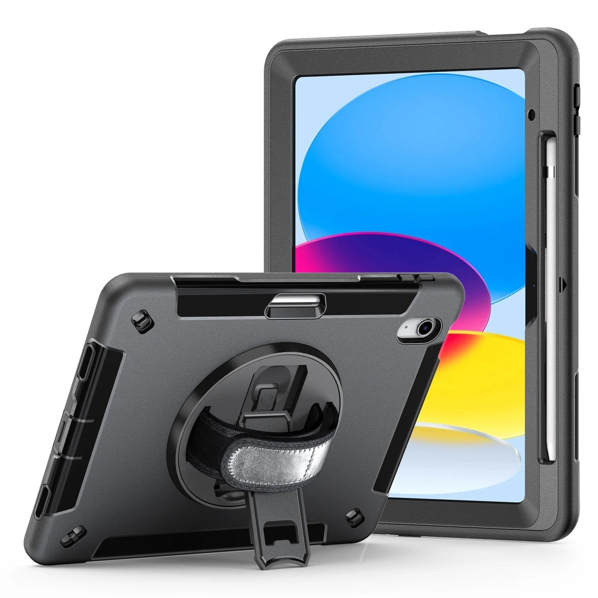 USP Rugged Apple iPad Mini (7.9') (5th/4th Gen) Case Black - Built-in-Kickstand, Adjustable Hand Strap,Shoulder Strap, DropProof, 3 Years Warranty