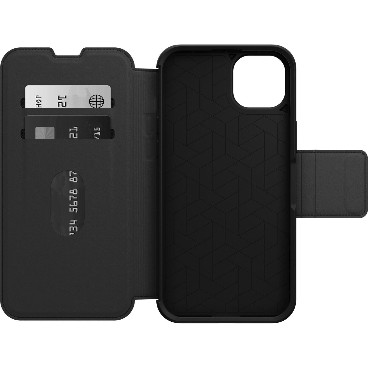 OtterBox Strada Apple iPhone 14 Plus Case Black - (77-88557), DROP+ 3X Military Standard, Leather Folio Cover, Card Holder, 7 Years Warranty