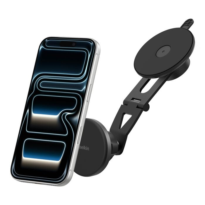Belkin Boostcharge Magnetic Wireless Charging EV mount With Qi2 15W + USB-C Cable (1M) + 27W Car Adapter - Black (WIC013fqBK), 2 Year Warranty
