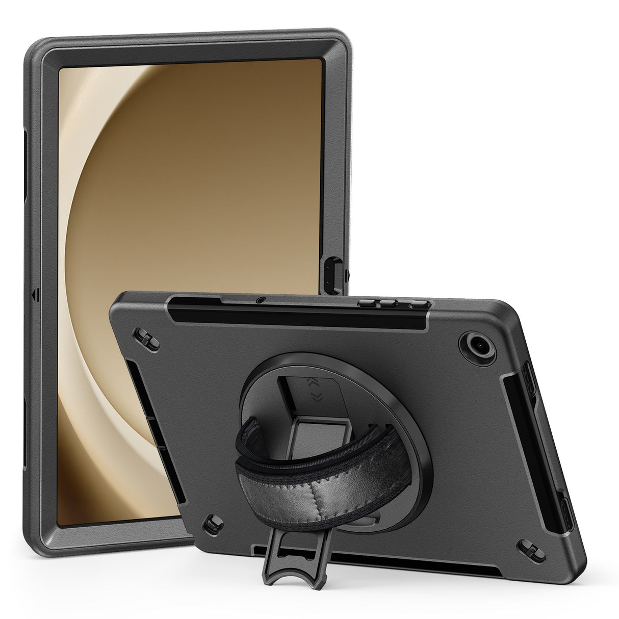 USP Samsung Galaxy Tab A9+ (11') Case Black - Built-in-Kickstand, Hand & Shoulder Strap, DropProof, ShockProof, 3 Years Warranty