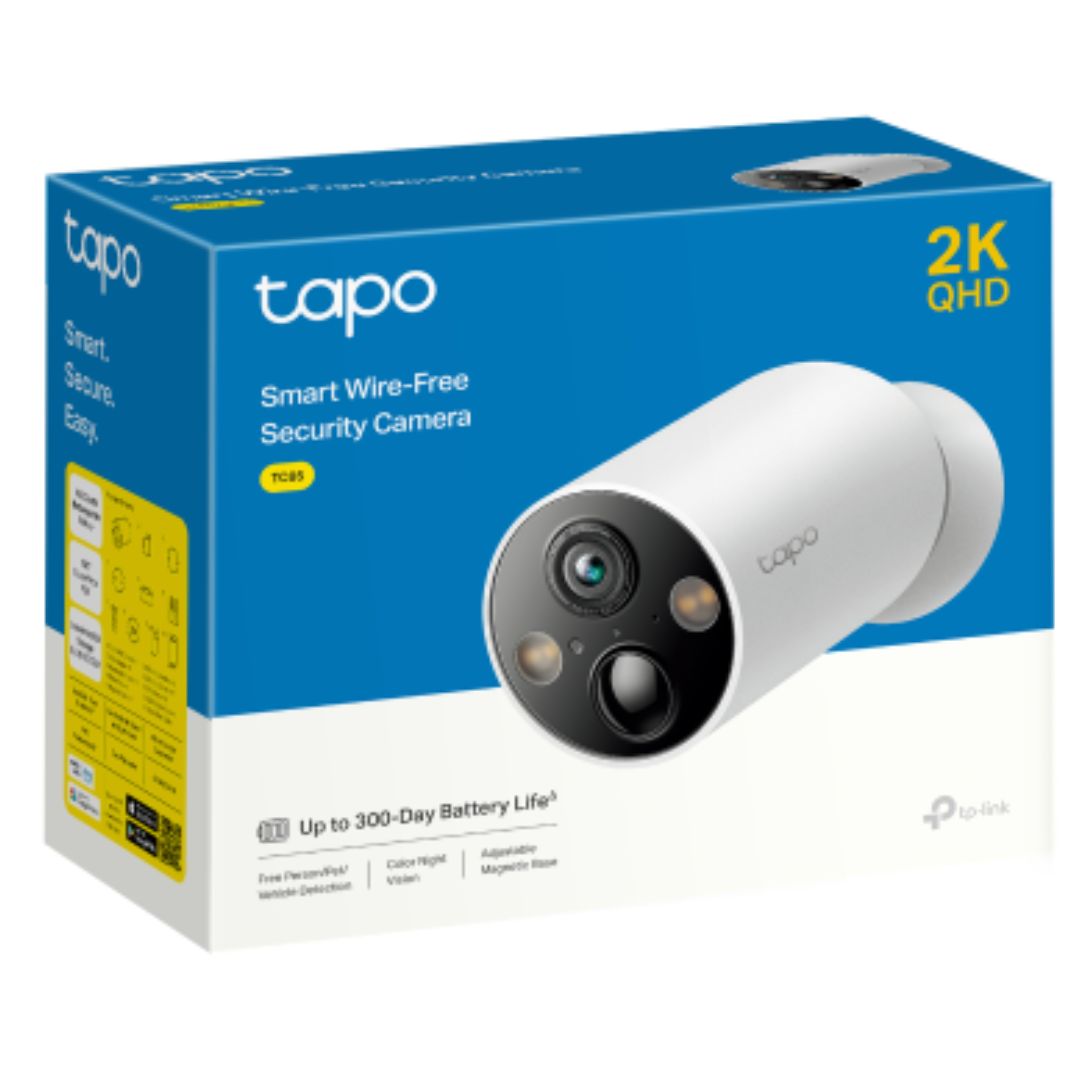 TP-Link TC85 V1.2 Smart Wire-Free Security Camera, 2K QHD (2560x1440), 2.4GHz, Colour Night Vision, Sound & Light Alarm, Remote Control, 2-Way Audio