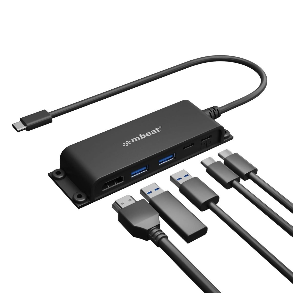 (LS)mbeat® Mountable 5-Port USB-C Hub - Supports 4K HDMI video out and 60W Power Delivery Charging with 2 × USB3.0 and 1 × USB-C Weight: 51g