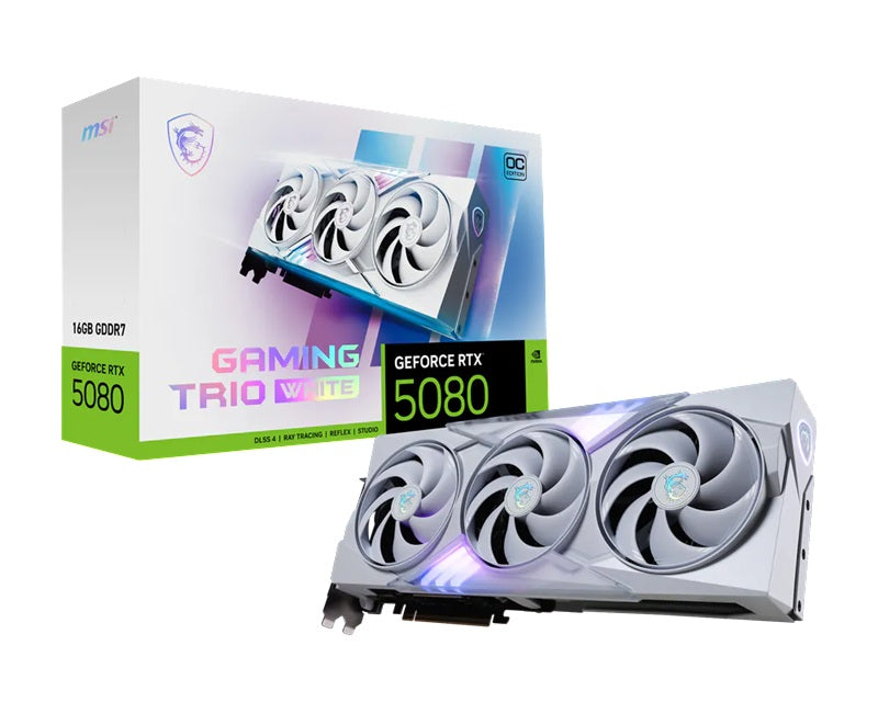 MSI nVidia GeForce RTX™ 5080 16G GAMING TRIO OC WHITE, Boost: 2700 MHz, CUDA 10752 Units, 16GB GDDR7, HDMI™ x 1