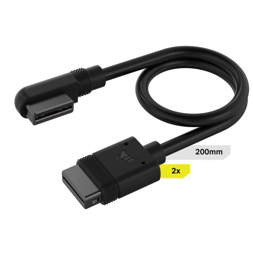 Corsairi CUE LINK Cable, 2x 200mm with Straight/Slim 90° connectors, Black