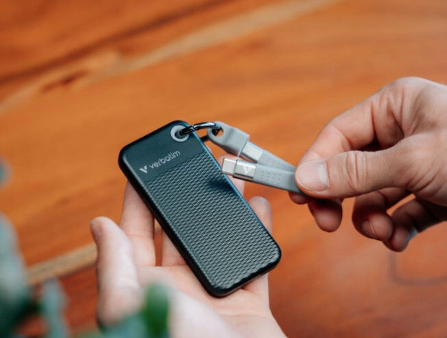 Verbatim 1TB Pocket SSD USB 3.2 Gen 2 1TB Black Grey. Convenient Keyring cable holder. Compact, Rugged. Ultra Lightweight Performance 58g Portable B