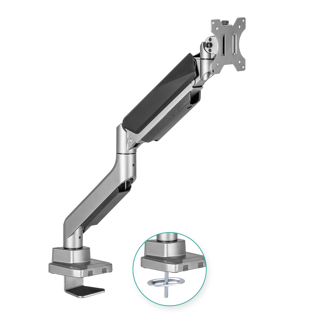mbeat® Activiva Heavy Duty Single Monitor Screen Gas Spring Monitor Arm ACA-HMA-SGS01Y Color: Metallic Grey Screen Rotation: +180°~-180° (LS)