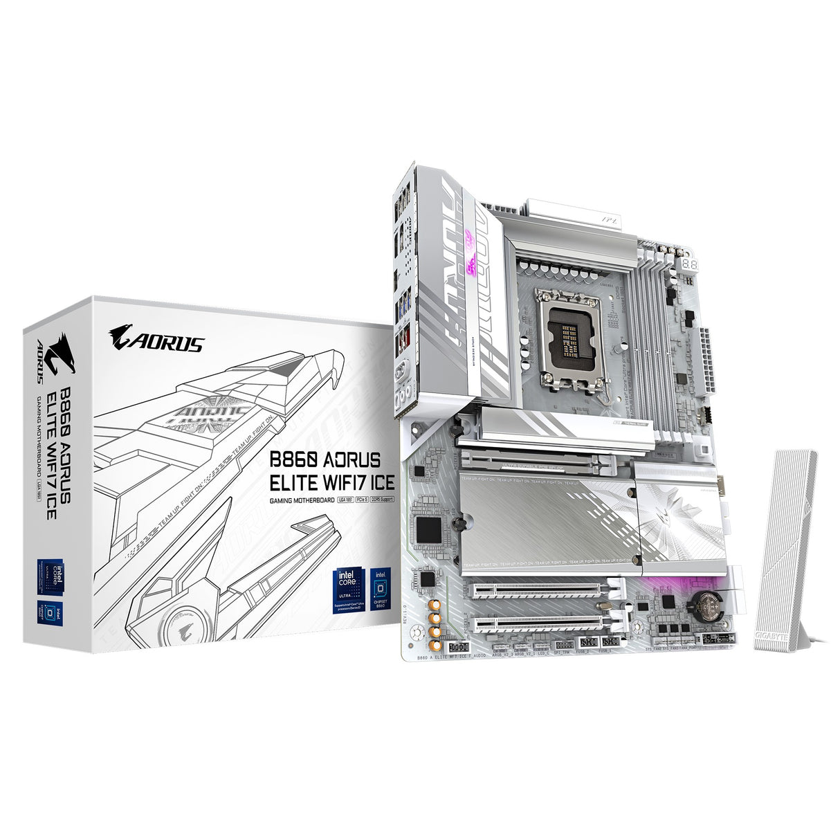 Gigabyte M/B B860 A ELITE WF7 ICE 1.0, Intel ® B860, 4 x DDR5 up to 256 GB, 2x HDMI, 3 x PCI Express x16, 3 x M.2, 4 x SATA, 6 x USB 3.2
