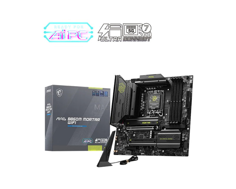MSI MAG B860M MORTAR WIFI, INTEL B860, 4x DDR5 256GB, 1x HDMI, 1x PCI-E x16, 1x PCI-E x4, 3x M.2, 4x SATA 6G, 8x USB 2.0, Intel Killer BE1750x Wi-Fi 7