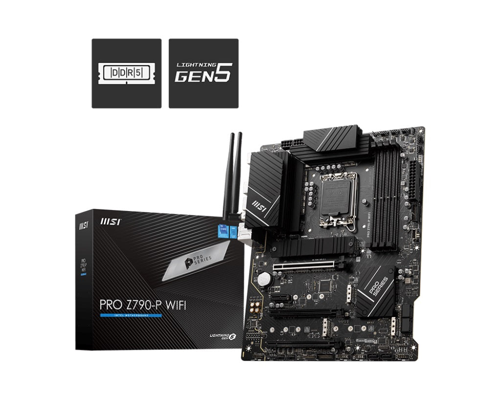 MSI PRO Z790-P WIFI Intel LGA 1700 ATX  Motherboard, 4x DDR5 256GB, 3x PCI-E x 16 slot, 4x M.2, 6x SATA 6G, 4x USB 2.0(Rear), 4x USB2.0(Front)