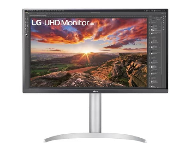 LG 27' 4K UHD IPS Monitor with USB Type-C, HDR400, DCI-P3 95%, AMD FreeSync™, 3840×2160 res, 5ms response, 60Hz, and tilt/height/pivot stand