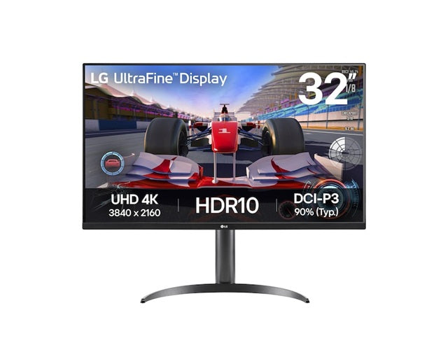 LG 31.5' UltraFine 4K Monitor with HDR10, DCI-P3 90%, MaxxAudio® speakers, Dynamic Action Sync, and tilt/height/pivot adjustable stand