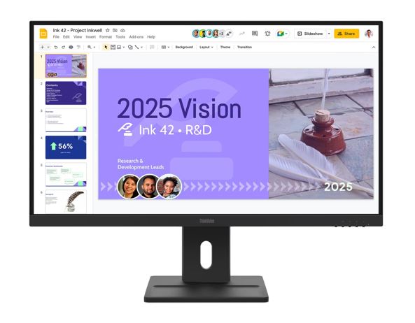 LENOVO ThinkVision E27Q-40 27' 100Hz QHD IPS Monitor 2K 2560x1440 16:9 4ms Tilt Swivel Pivot Height Adjust 2xHDMI DP VESA 3yr WTY Black
