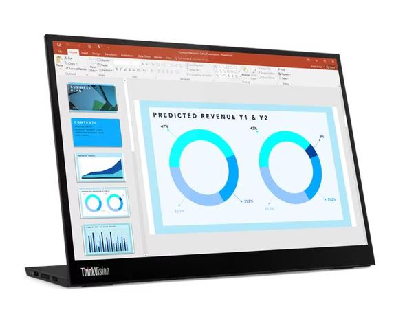 LENOVO ThinkVision M14D 14' 2.2K WLED IPS USB-C Portable Monitor 2240x1140 6ms 1500:1 100% sRGB Anti-glare 2xUSB-C DP Tilt Height Adjust VESA 0.6kg