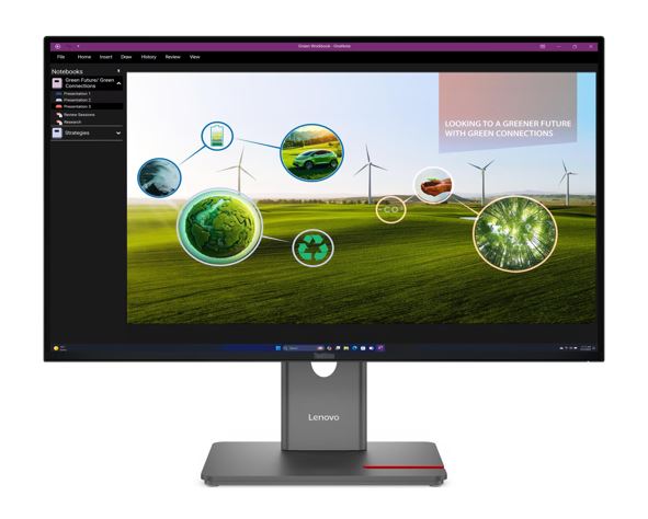 LENOVO ThinkVision P27Q-40 27' 120Hz QHD IPS Monitor 2K 2560x1440 16:9 4ms Height Adjustable Tilt Pivot Swivel HDMI DP USB hub VESA Tiny Support 3yr
