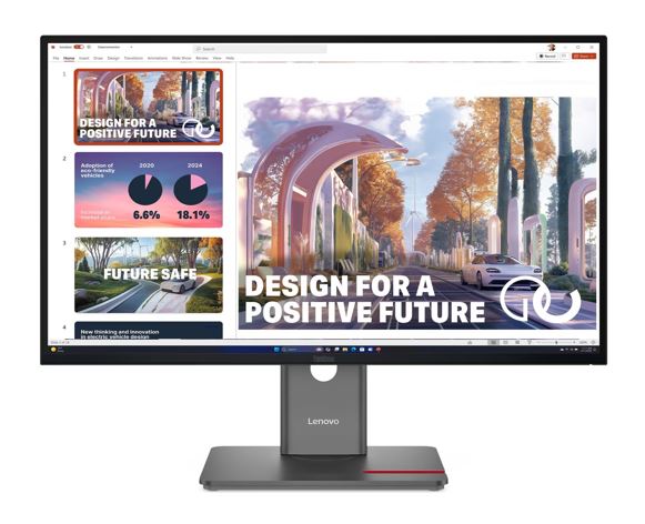 LENOVO ThinkVision P27QD-40 27' QHD Monitor IPS 2560x1440 16:9 Height Adjustable Tilt Swivel Pivot Daisy Chain 140W PD DP HDMI USB-C Hub LAN VESA