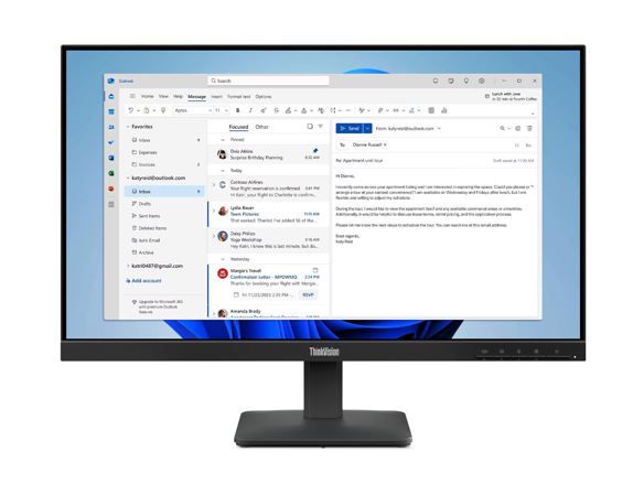 LENOVO ThinkVision S24-4E 23.8' 24' FHD IPS Monitor 1920x1080 16:9 4ms 100Hz Anti-glare Tilt VGA HDMI Tilt VESA 3yr WTY Black