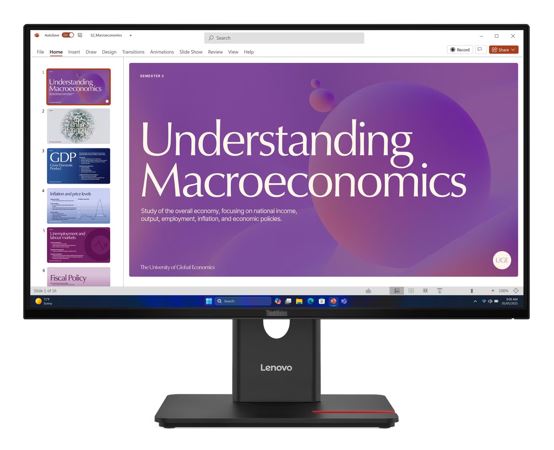 LENOVO ThinkVision T24D-40 23.8'/24' 120Hz FHD IPS Monitor USB-C Dock 100W DP Height Adjust Tilt Swivel Pivot HDMI DP LAN 4xUSB VESA ~62cdgar6au