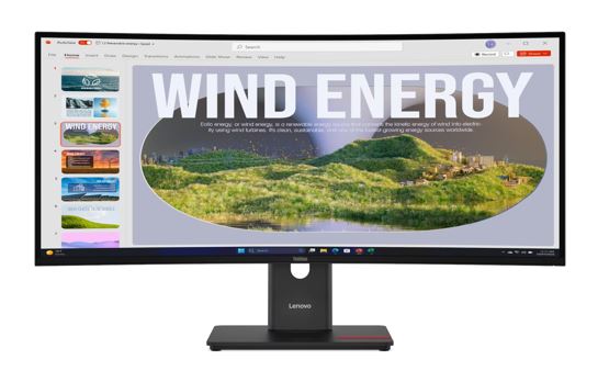 LENOVO ThinkVision T34WD-40 34' 120Hz WQHD Monitor 1500R Curve 4K 3440x1440 21:9 Height Adjustable Tilt Swivel USB-C Dock 100W PD DP HDMI LAN 4xUSB3.2