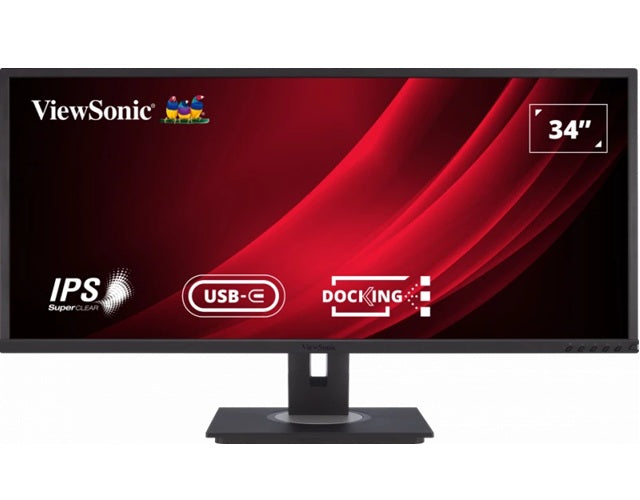 ViewSonic 34' WQHD 3440 x 1440, USB-C Docking, 90w Charger,Ethernet, FreeSync, Speaker, VDisplay, HAS, Superclear, VG3456 Business Monitor