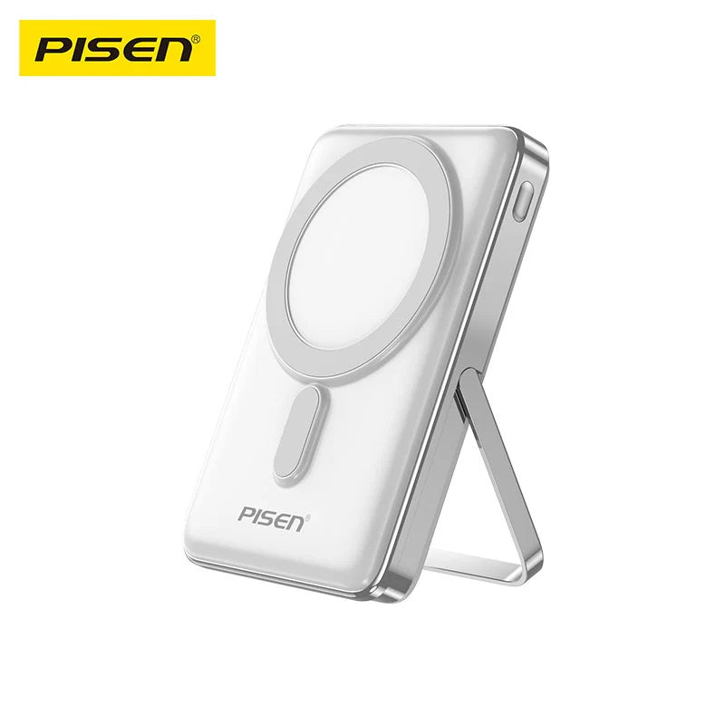 Pisen 30W CCC-Certified 10K (10000mAh) Wireless Power Bank with Holder - 15W Wireless, LED Display, PD QC 3.0 Fast Charge, 2 Year Warranty