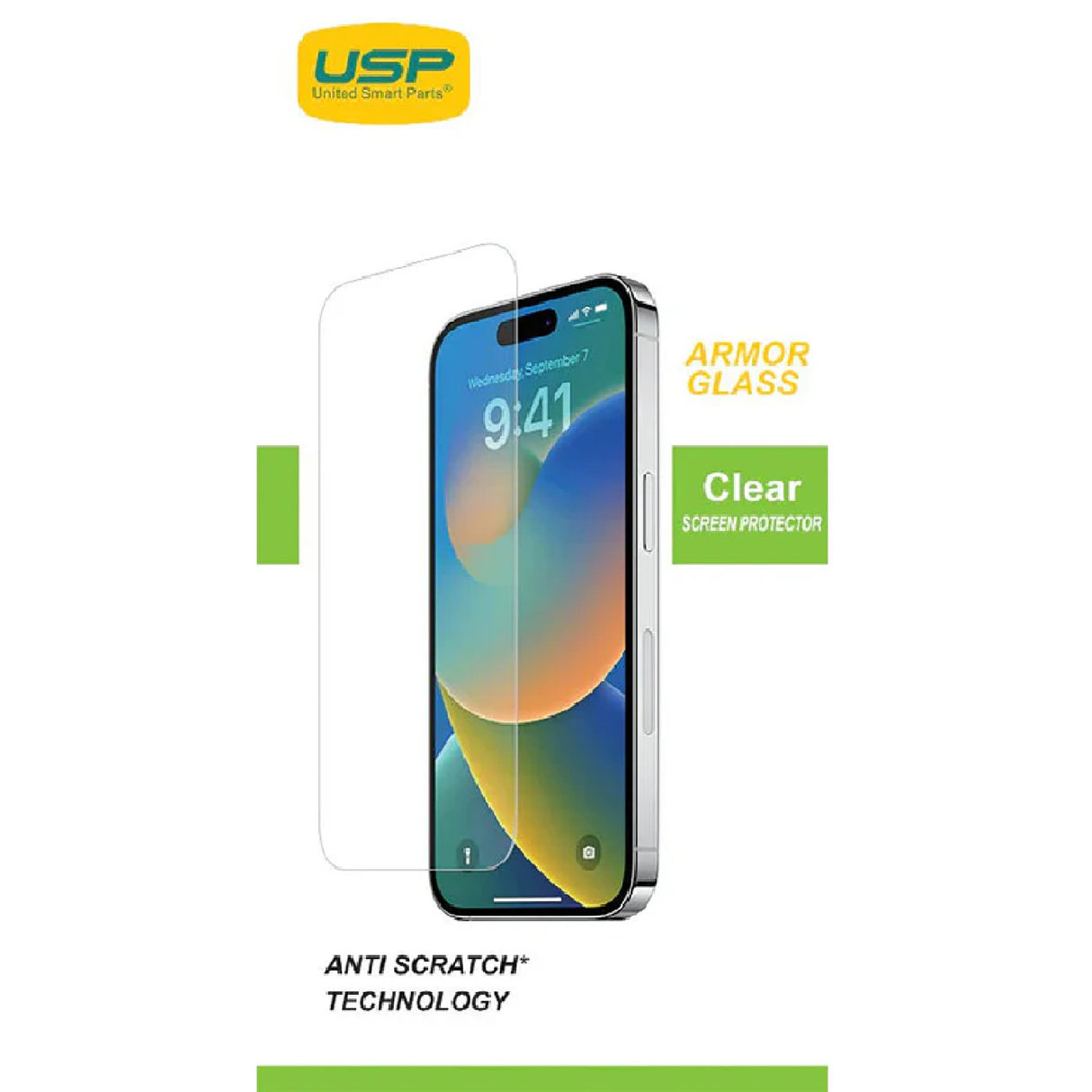 USP Apple iPhone 16 / iPhone 15(6.1') Armor Glass Full Cover Tempered Glass Screen Protector - 5X Anti Scratch, 3 Years Warranty
