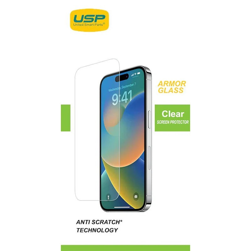 USP Apple iPhone 16e / iPhone 14 / iPhone 13 Pro / iPhone 13 Armor Glass Full Cover Screen Protector - 5X Anti Scratch Technology, 3 Years Warranty