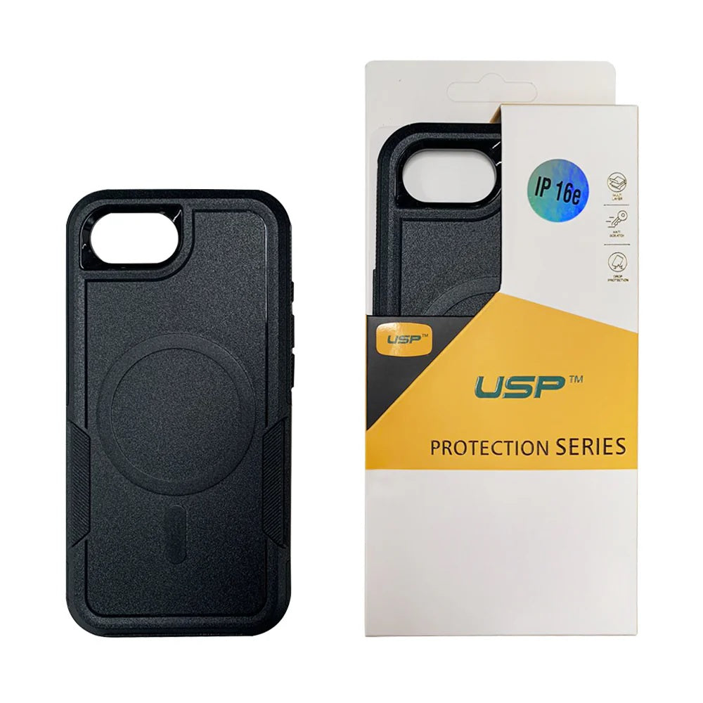 USP Apple iPhone 16e Armor Light Case with MagSafe Black - Two Tough Layers, No Slip Grippy Edges, DropProof, Slim, Seek, 3 Years Warranty