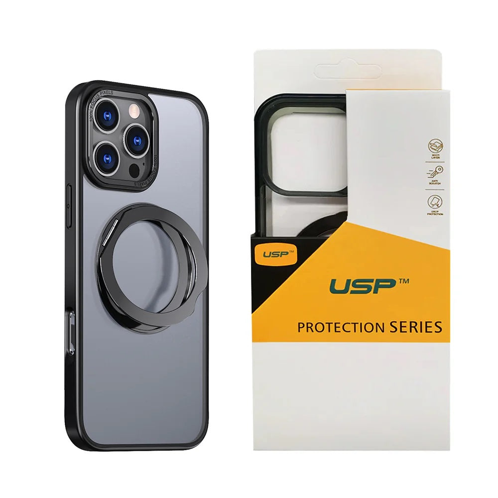 USP Apple iPhone 17 Pro (6.3') ShockProof Case with MagSafe Black - 360° Rotatable Ring-Stand, Scratch Resistant, Robust Protection, 3 Year Warranty