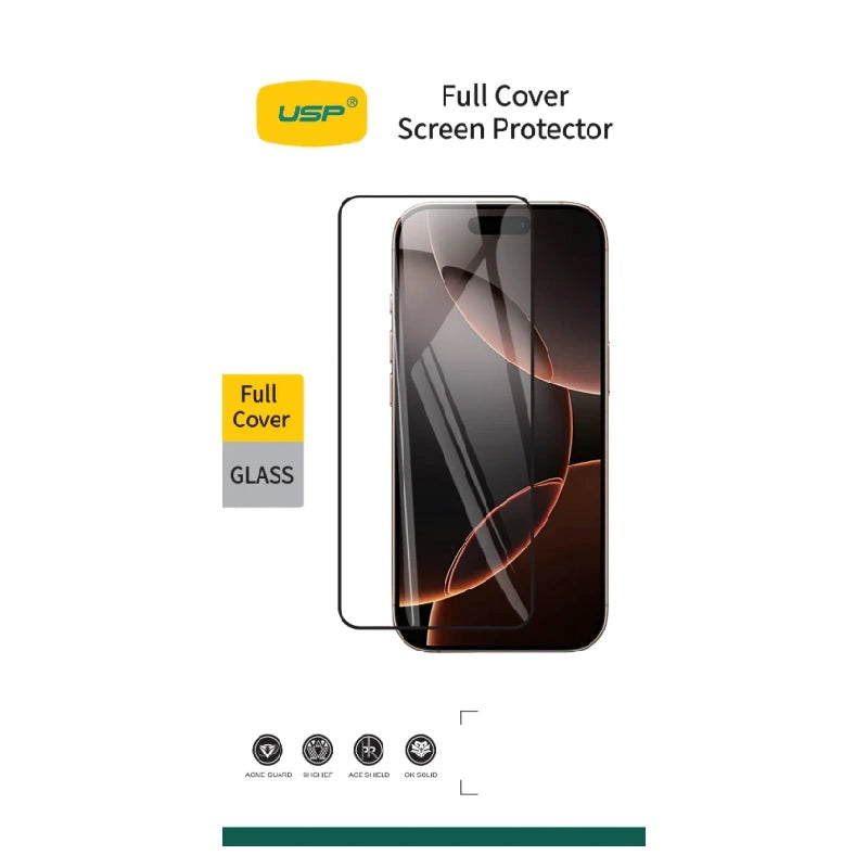 USP Apple iPhone 17 Pro / iPhone 17 / iPhone 16 Pro (6.3') Tempered Glass Screen Protector - Full Coverage,Crystal Clear,Smooth Touch,3 Years Warranty