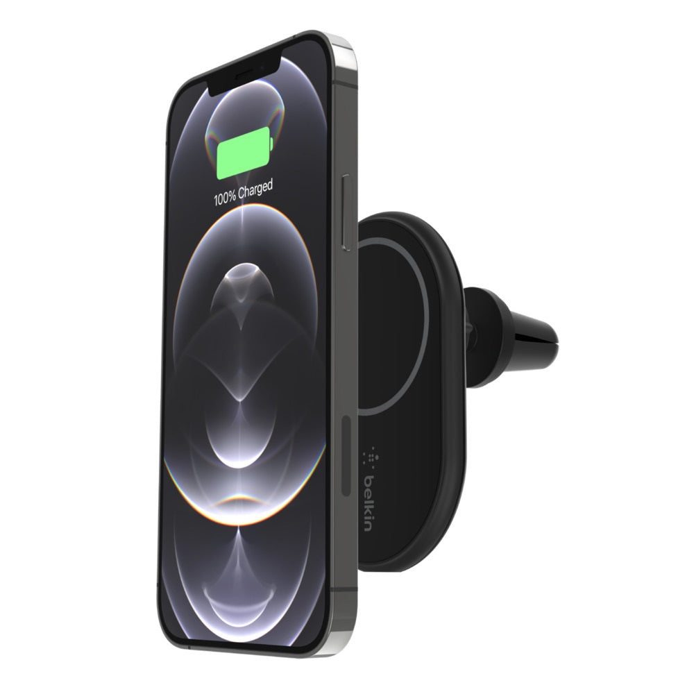 Belkin BoostCharge Magnetic Wireless Car Charger 10W + 20W USB-C PD 3.0 PSU + USB-C Cable (1.2M) - Black (WIC004btBK), Apple iPhone, 2 Years Warranty