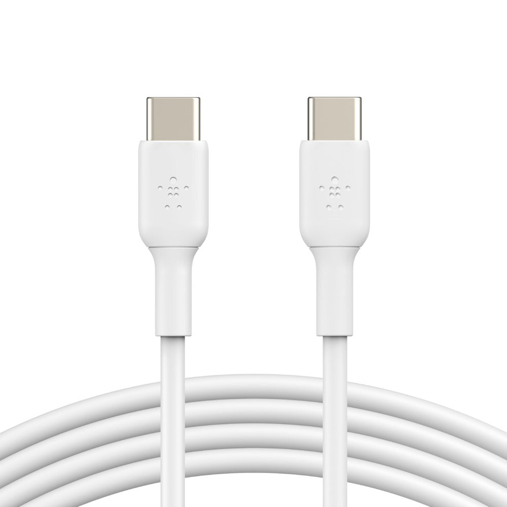 Belkin BoostCharge USB-C  to USB-C Cable (2M) - White (CAB003bt2MWH), 3A/60W, 480Mbps, 25K+ Bends, Apple, Samsung, USB-IF Certified, 2 Years Warranty