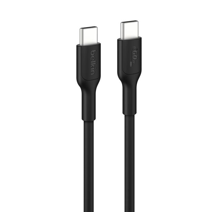 Belkin BoostCharge USB-C  to USB-C Cable (2M) - Black (CAB023FQ2MBK), 3A/60W, 480Mbps, 300K+ Bends, Apple, Samsung, USB-IF Certified, 2 Years Warranty