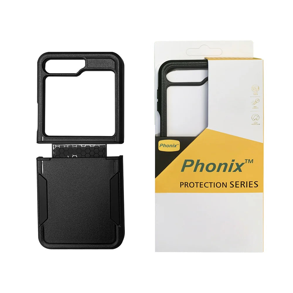 Phonix Samsung Galaxy Z Flip7 Armor Rugged Case Black -Military-Grade, Multi layers, No-Slip, Sleek, Ultimate Protection, 3 Years Warranty