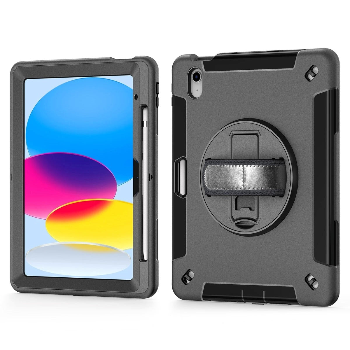 USP Rugged Apple iPad Air (9.7') (2nd/1st Gen) / iPad (9.7') (6th/5th Gen) Case Black - Built-in-Kickstand, Adjustable Hand Strap, 3 Years Warranty