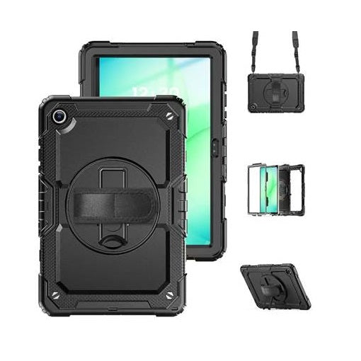 USP Rugged Samsung Galaxy Tab A11+/Tab A9+ (11') Case Black - Built-in-Kickstand, Adjustable Hand Strap, Shoulder Strap, DropProof, 3 Year Warranty